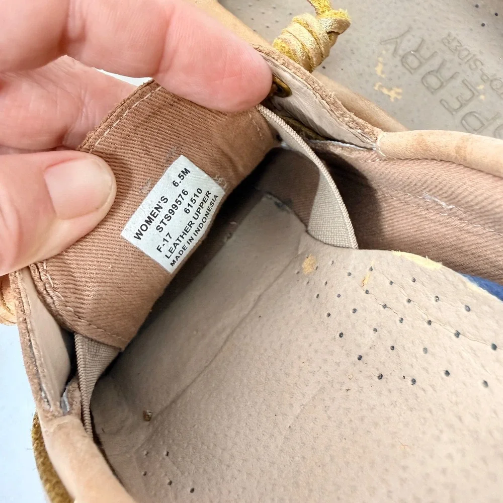 Sperry Top-Sider Boat Shoes Tan 6.5M Leather Preppy Nautical Old Money Timeless